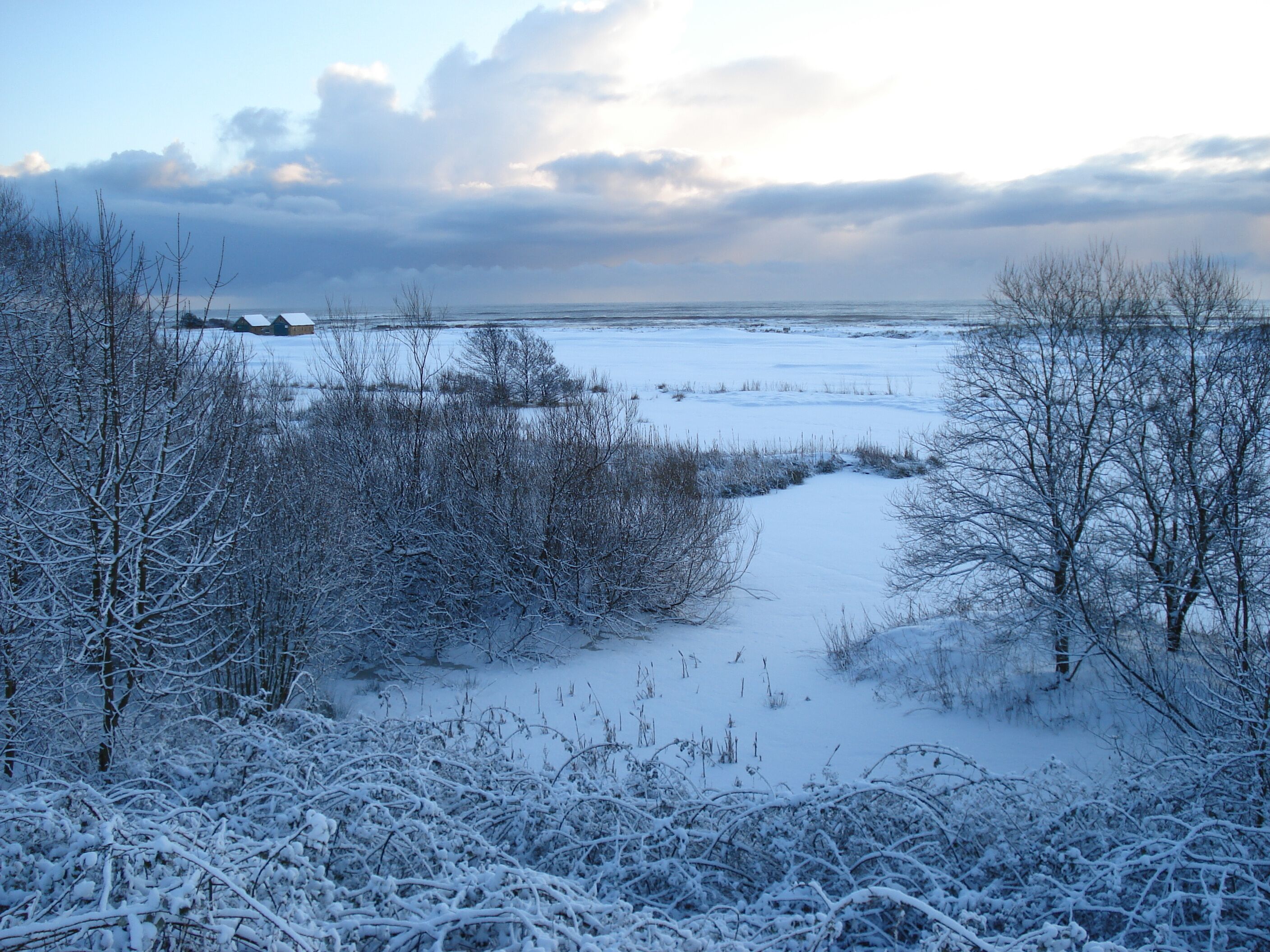 Snow scene to Lifeboat House in Alnmouth