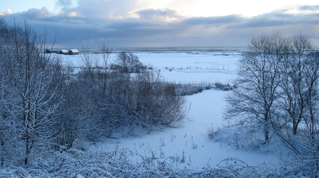 Snow scene to Lifeboat House in Alnmouth