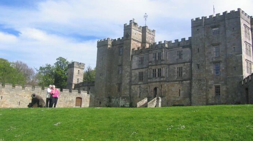 Chillingham Castle, Northumberland. A view of the front of the castle, looking roughly north.
