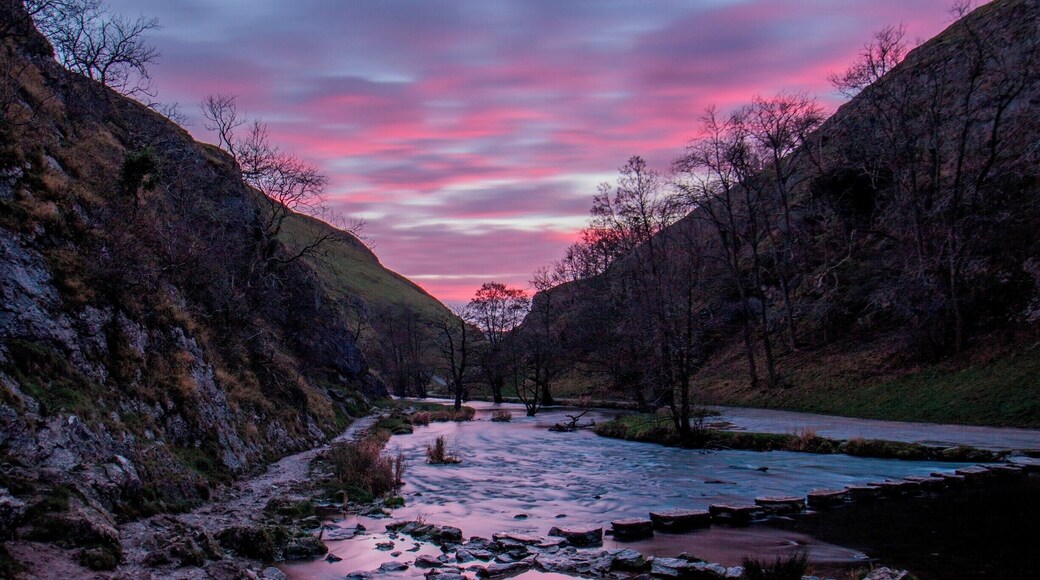 Sunset at the stepping stones, Dovedale, The Peak District, nr Ashbourne, Derbyshire, England.
After the crowds have gone home.