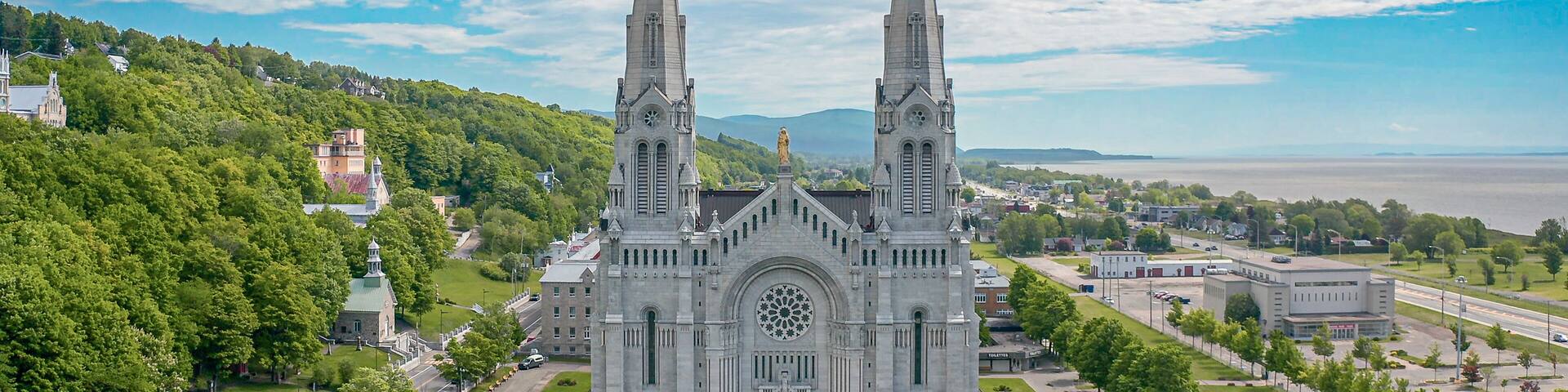 Sainte Anne de Beaupré Basilica from drone