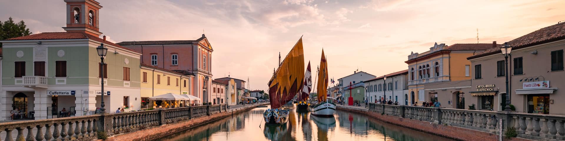Cesenatico which includes a sunset and a river or creek