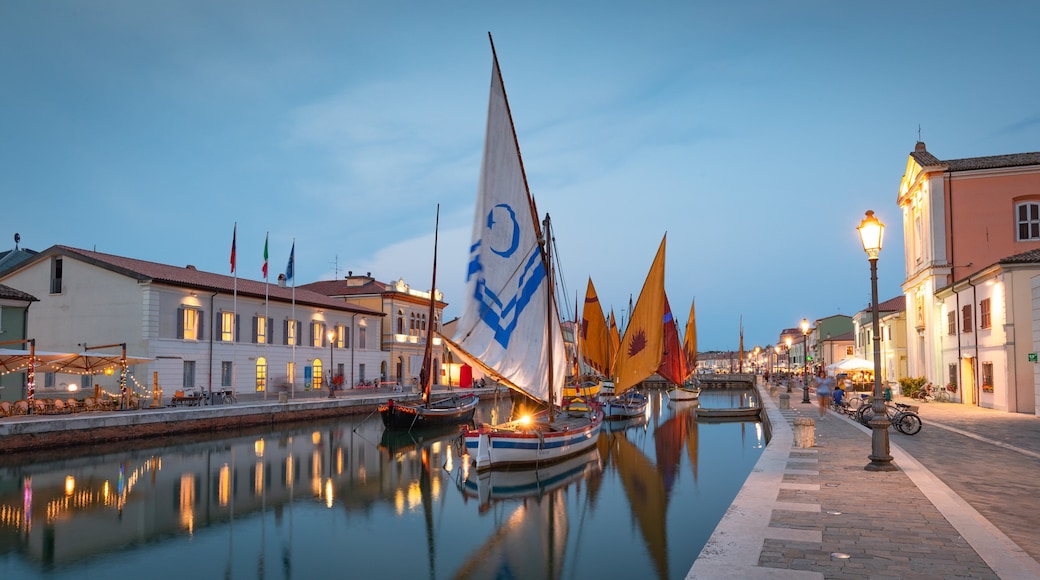 Cesenatico featuring a bay or harbor and night scenes
