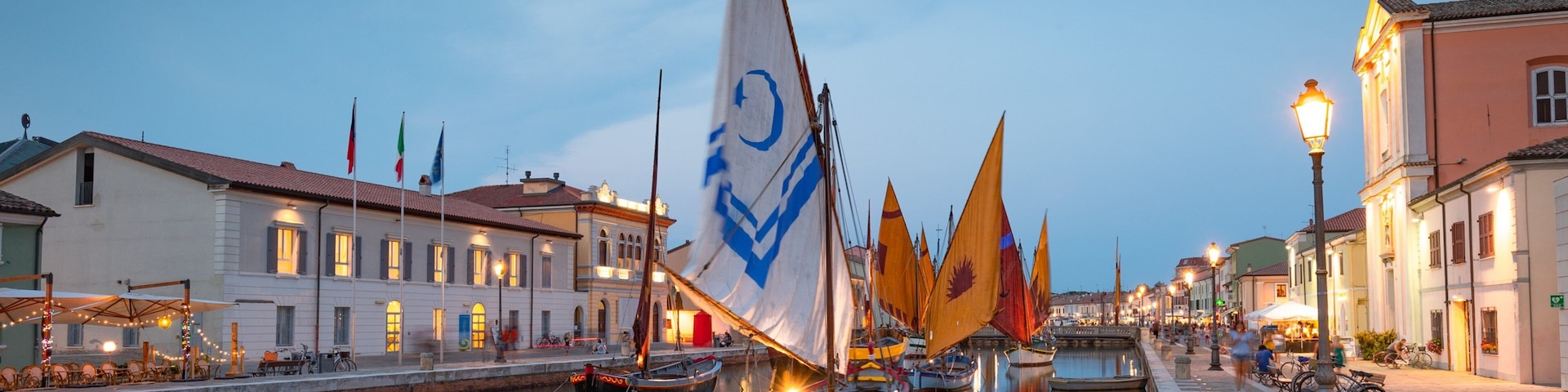 Cesenatico featuring a bay or harbor and night scenes
