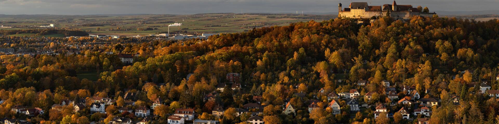 Autumnal View on Coburg, Germany, with Veste Coburg (Coburg Castle) at sunset