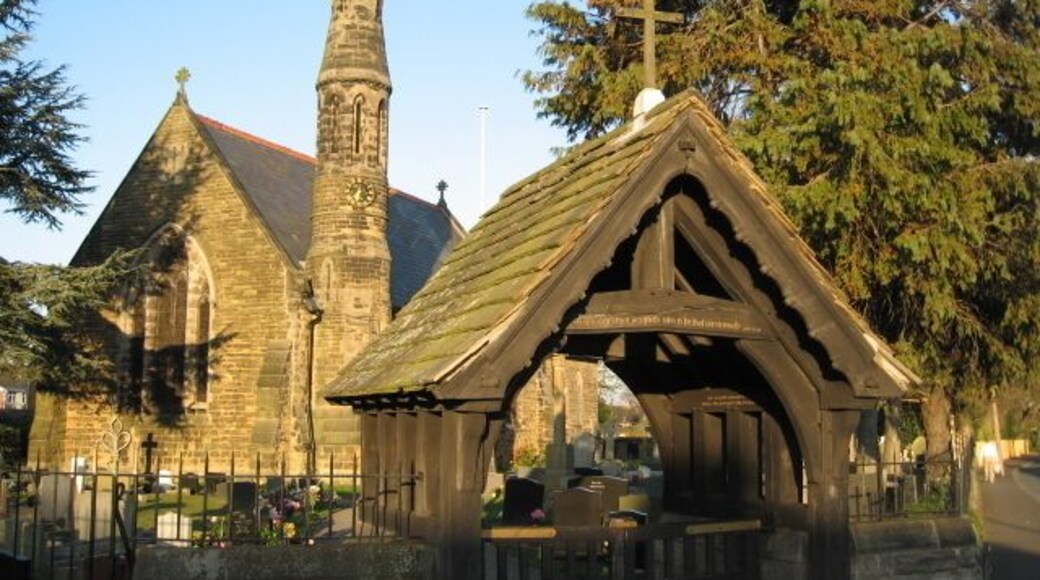 St John's Church and lychgate, Great Sutton, Cheshire, England