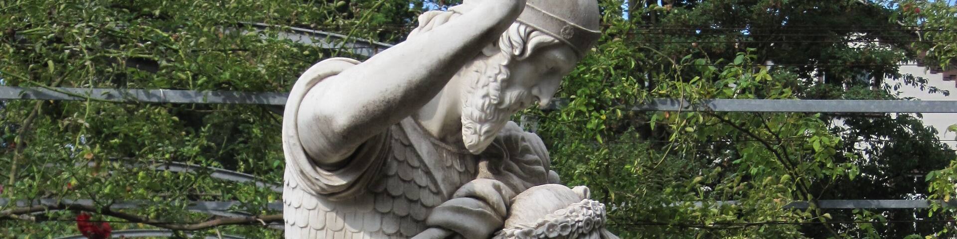 The sculpture Jephthah and his Daughter by Emil Wolff, Erbach in the Rheingau region, Hesse, Germany.