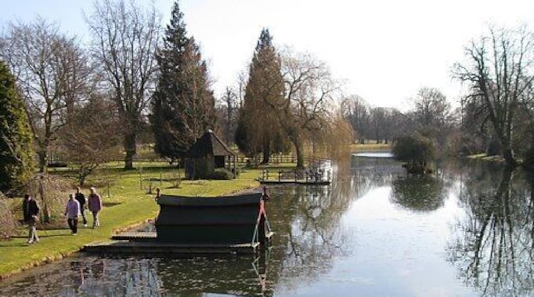 View from the bridge The still waters of the man made lake reflect the sky.