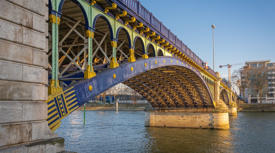Clichy, France - 02 28 2021: Detail of the Gennevilliers Bridge at sunset
