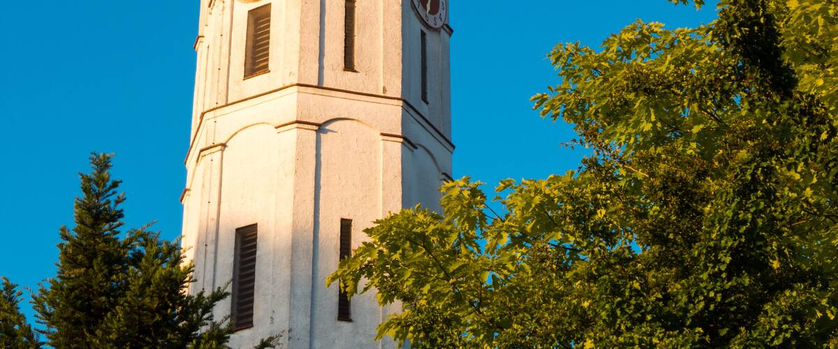 Bell tower in Gersthofen near Augsburg, Bavaria, Germany