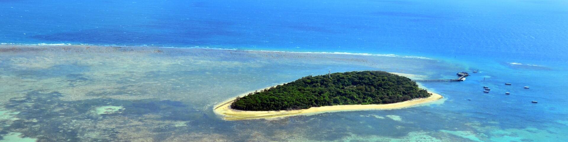 Aerial view of Green Island reef at the Great Barrier Reef Queen