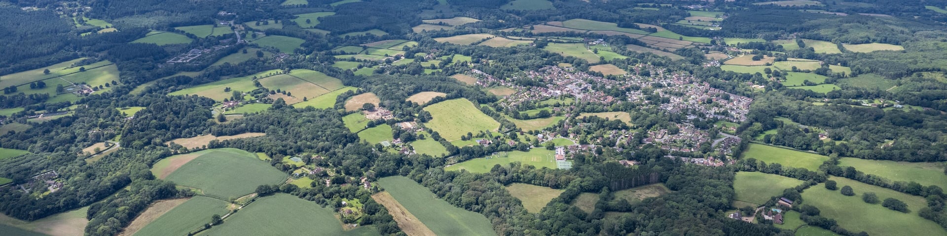 amazing aerial view of countryside of Haslemere, England