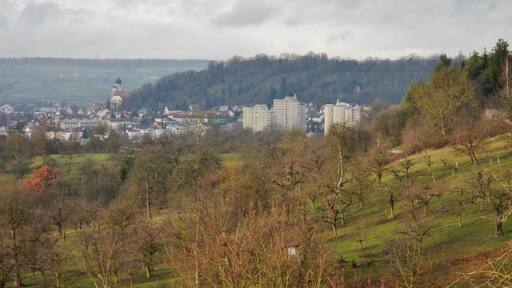 Herrenberg mit Stiftskirche: Diese wurde in zwei großen Bauabschnitten (1276-1293 und 1471-1493) errichtet und als erste spätgotische Hallenkirche in Württemberg vollendet.