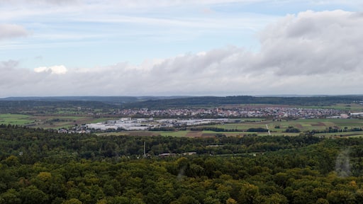 Panoramic view from the Schoenbuch Tower over Herrenberg and the countryside