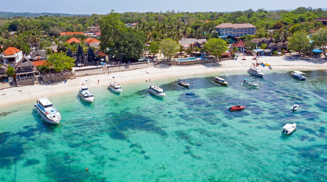 Aerial from Mushroom harbor on Nusa Lembongan Bali Indonesia