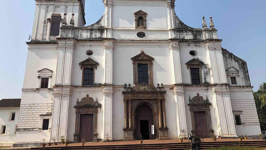 A beautiful old Portuguese church in Old Goa. Definitely worth visiting for a look. It is just across the road from another even older church Church of Bascilia Jesus. Both have free entry.