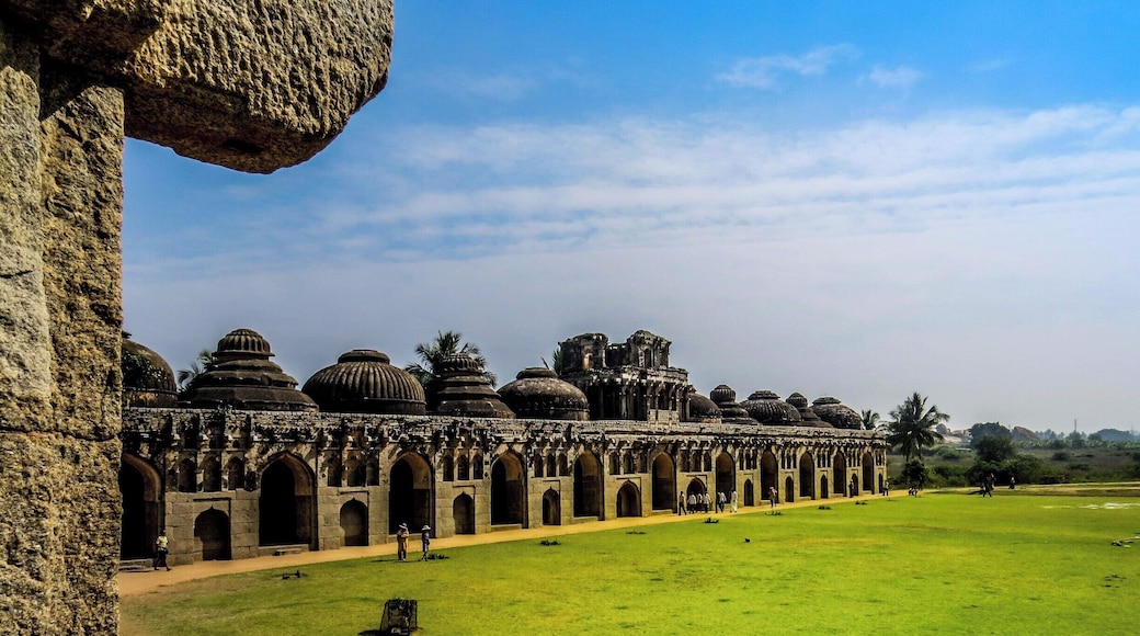 Elephant stable in Hampi, India. It was used to house the eleven royal elephants in King Krishnadeva Raya's army.