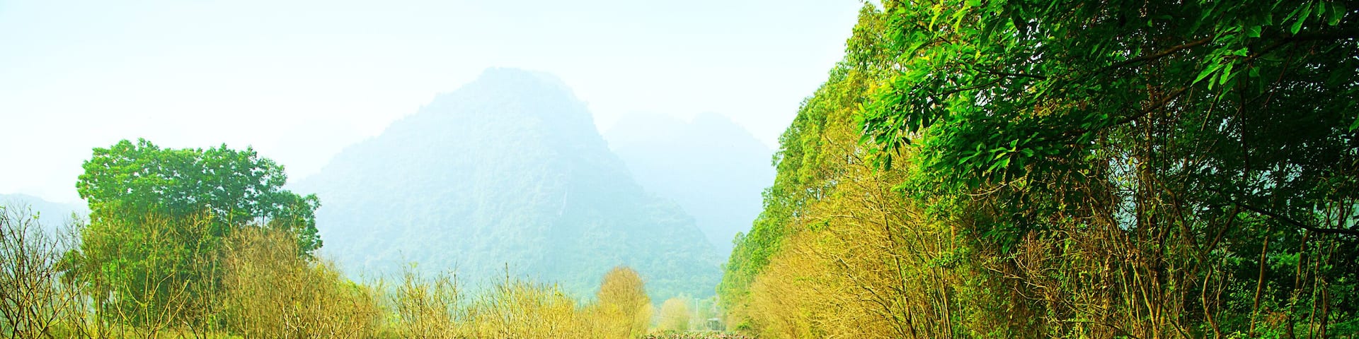 Yen stream on the way to Huong pagoda in autumn, Hanoi, Vietnam