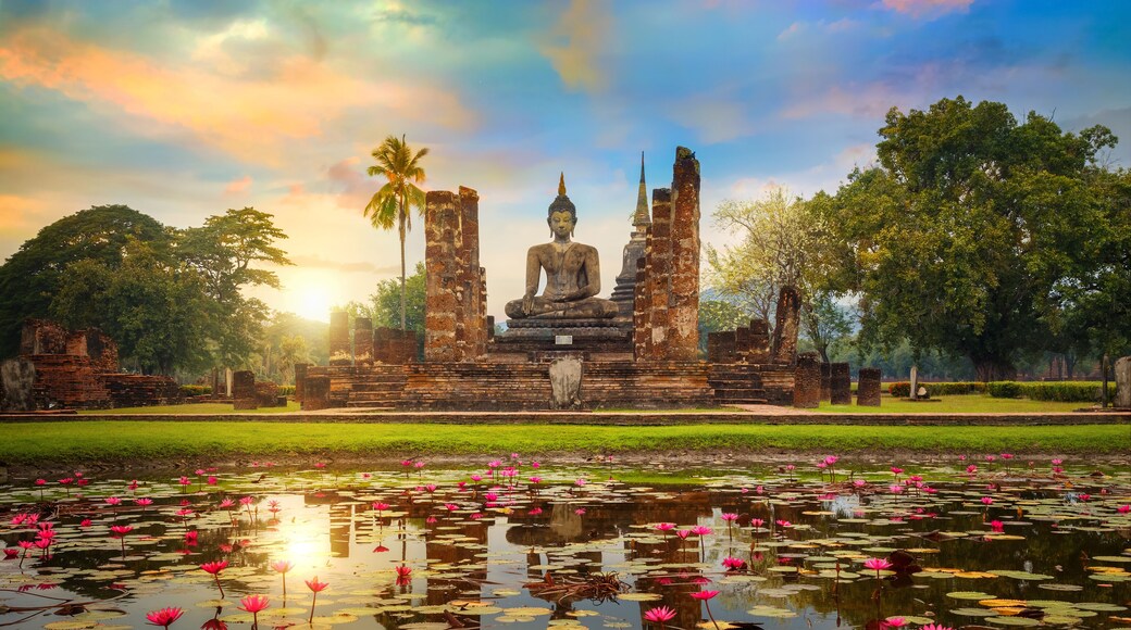 Wat Mahathat Temple in the precinct of Sukhothai Historical Park, a UNESCO world heritage site in Thailand