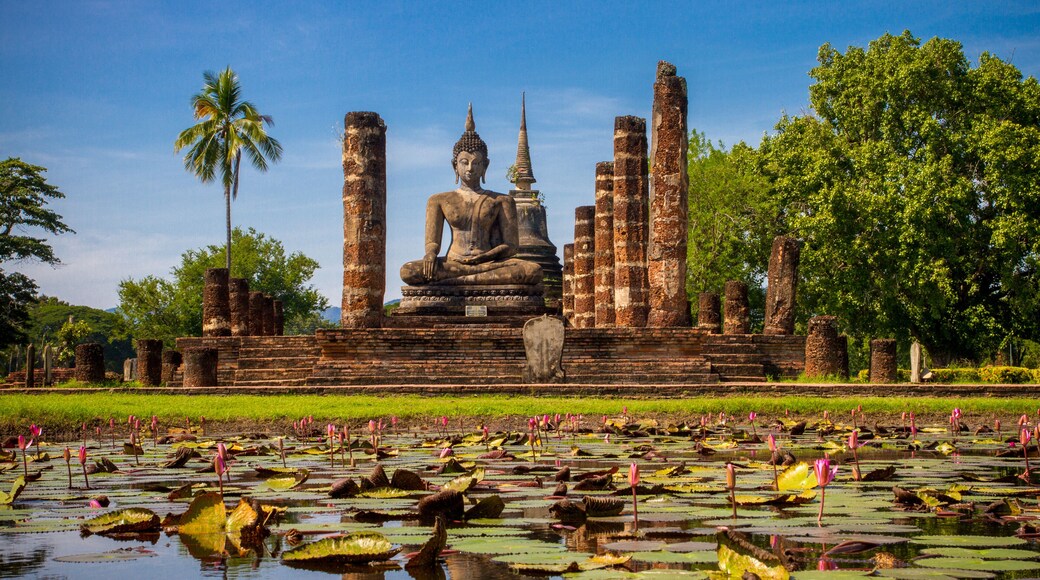 Wat Mahathat, Sukhothai old city, Thailand. Ancient city and culture of south Asia.