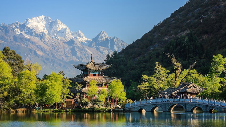 Lijiang old town scene-Black Dragon Pool Park