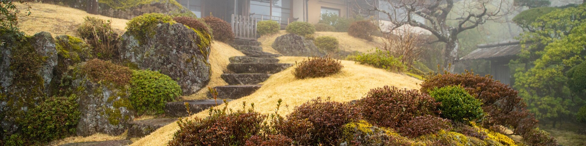 Hakone Museum of Art showing a garden and mist or fog