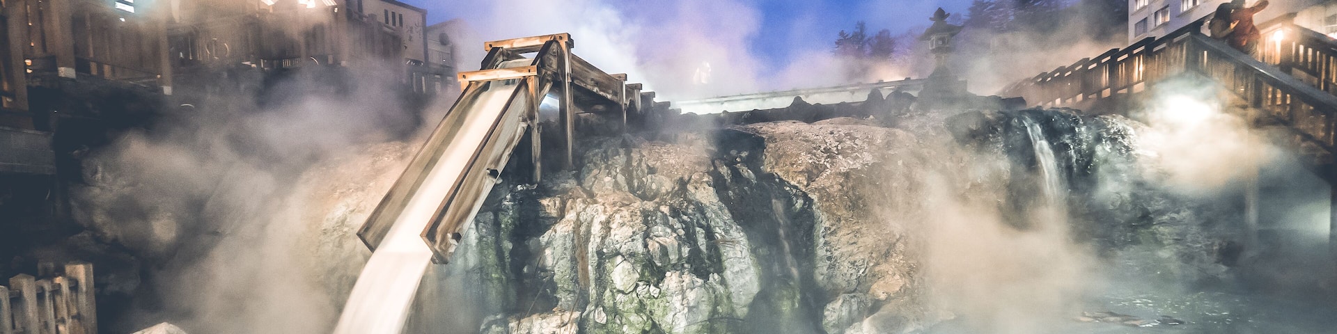 Kusatsu Onsen Hotspring Yubatake Night View in Gunma Prefecture,Japan; Shutterstock ID 582430912; purchase_order: SF 06557000; job: ; client: ; other: