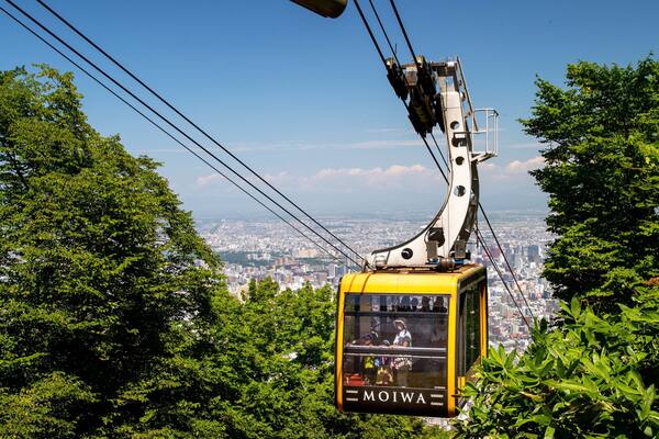 Moiwa Ropeway featuring a gondola and landscape views