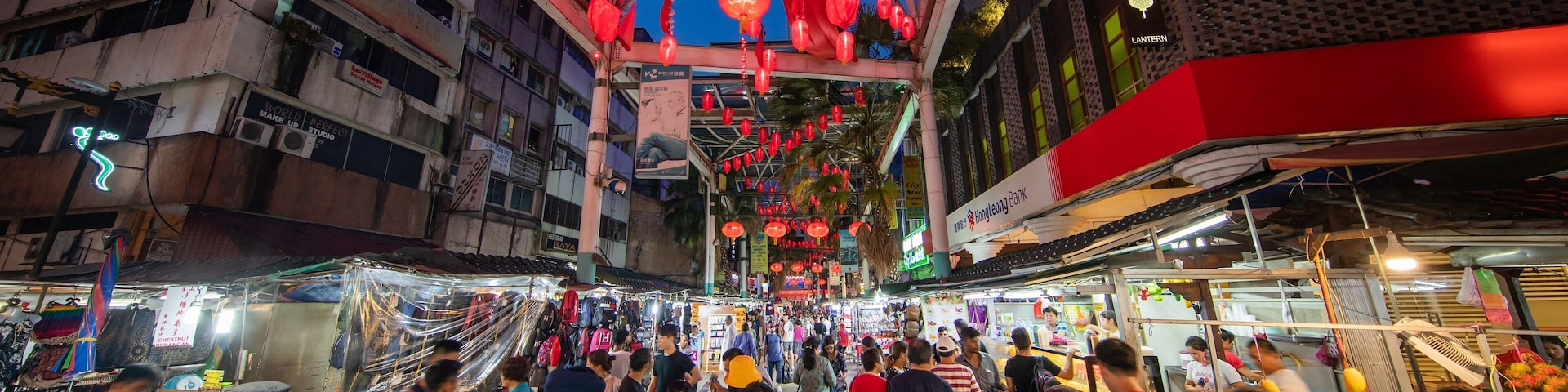 Petaling Street Market showing markets, night scenes and street scenes