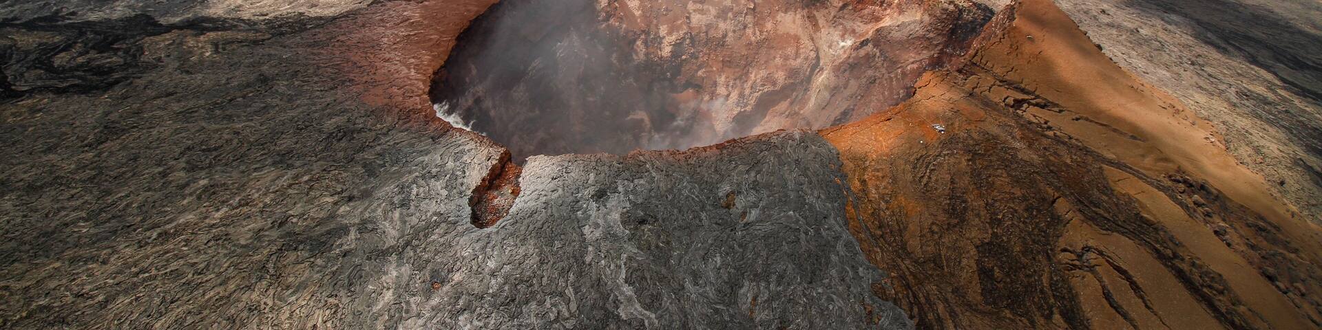 Aerial view showing the crater of Mauna Loa volcano at Big Island Hawaii