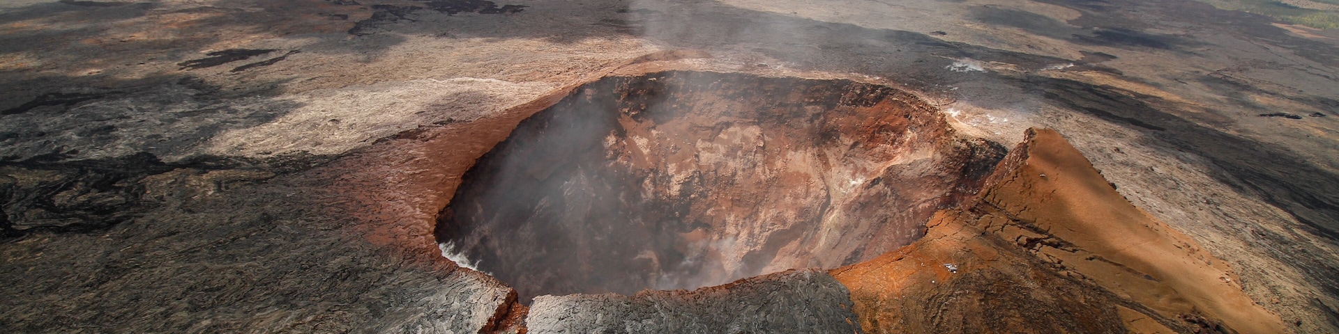 Aerial view showing the crater of Mauna Loa volcano at Big Island Hawaii