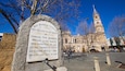Town Hall showing signage, a church or cathedral and heritage elements