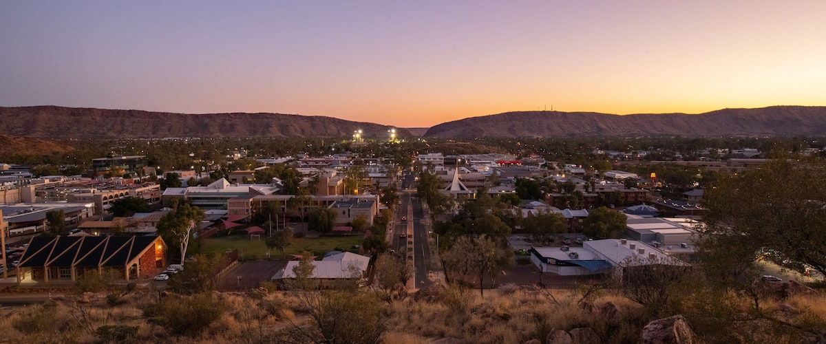 Anzac Hill showing farmland, landscape views and a sunset