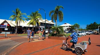 Broome featuring a coastal town, street scenes and cycling