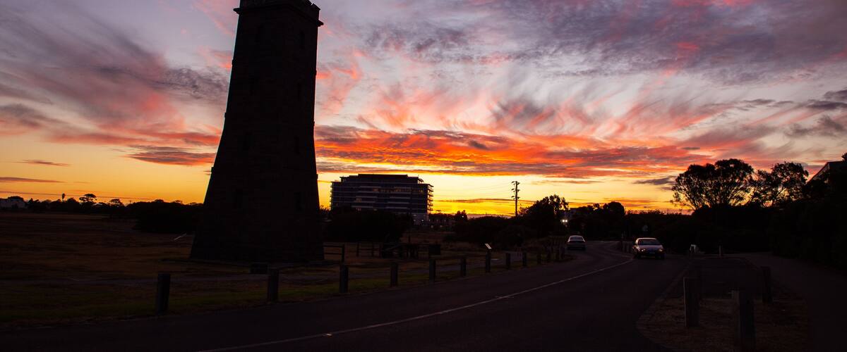 Point Gellibrand Coastal Heritage Park showing a sunset