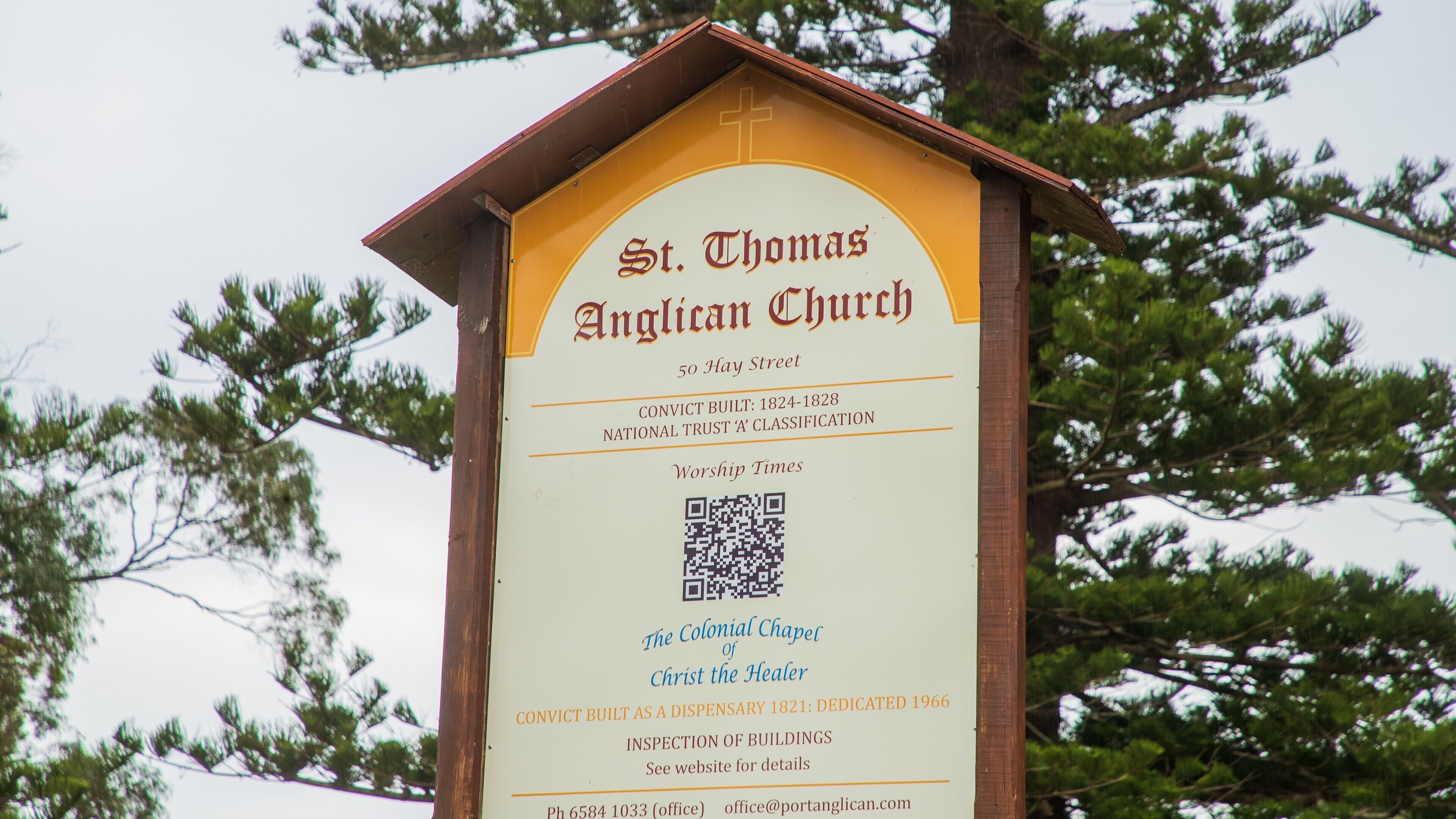 St Thomas Anglican Church which includes signage