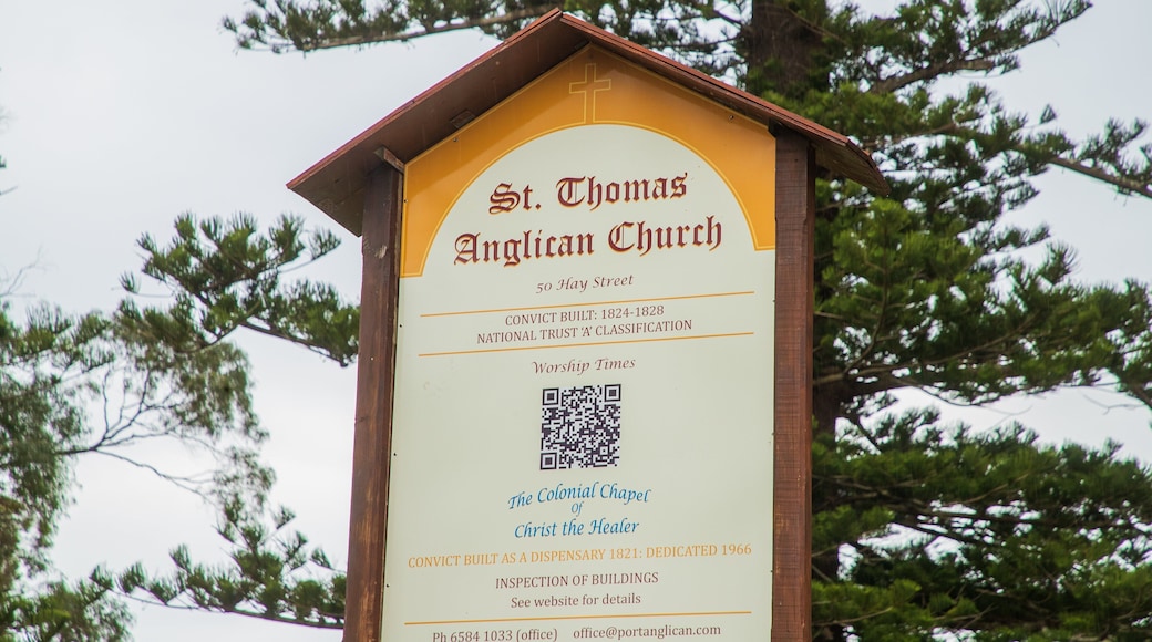 St Thomas Anglican Church which includes signage