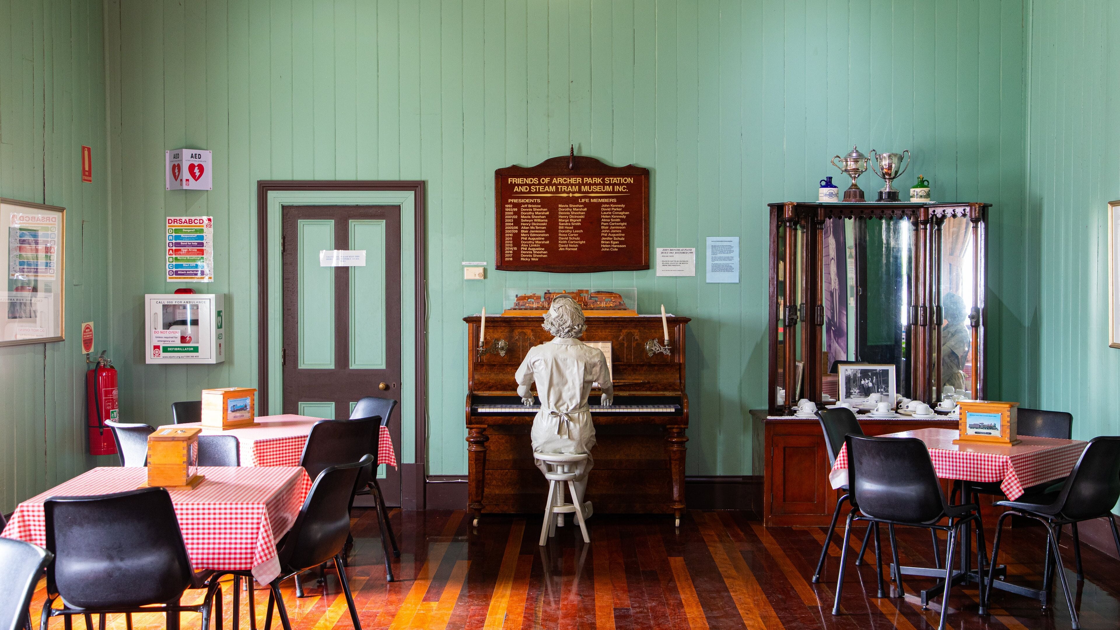 Archer Park Station & Steam Train Museum showing interior views