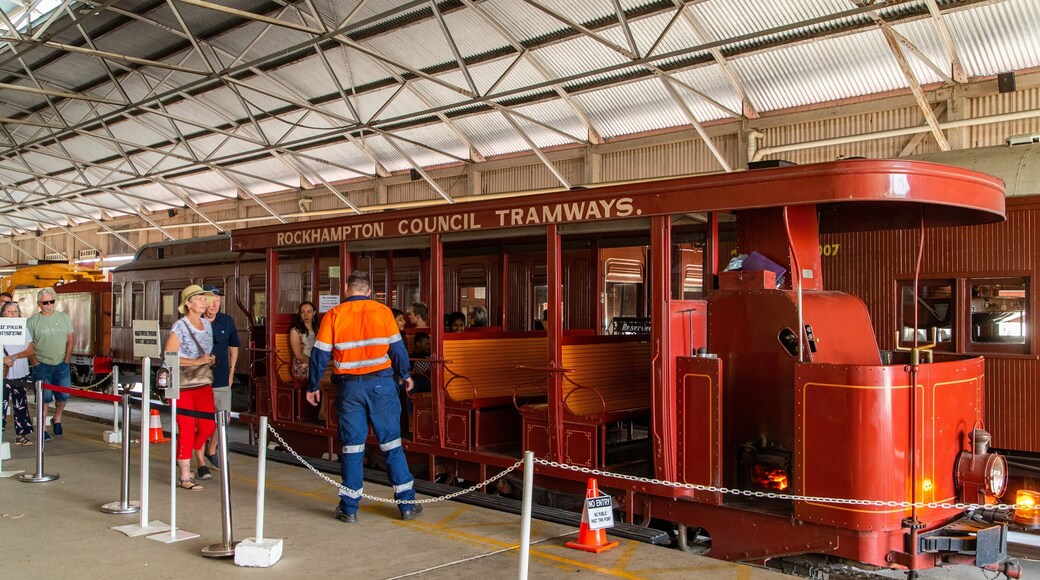 Archer Park Station & Steam Train Museum showing interior views, signage and railway items