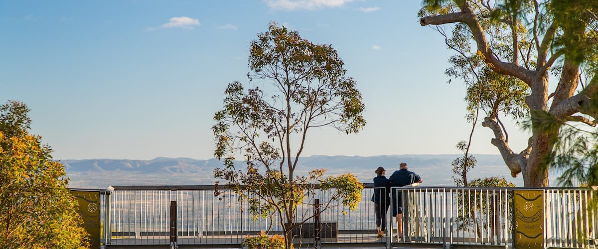 Mt Archer showing tranquil scenes, views and a bridge
