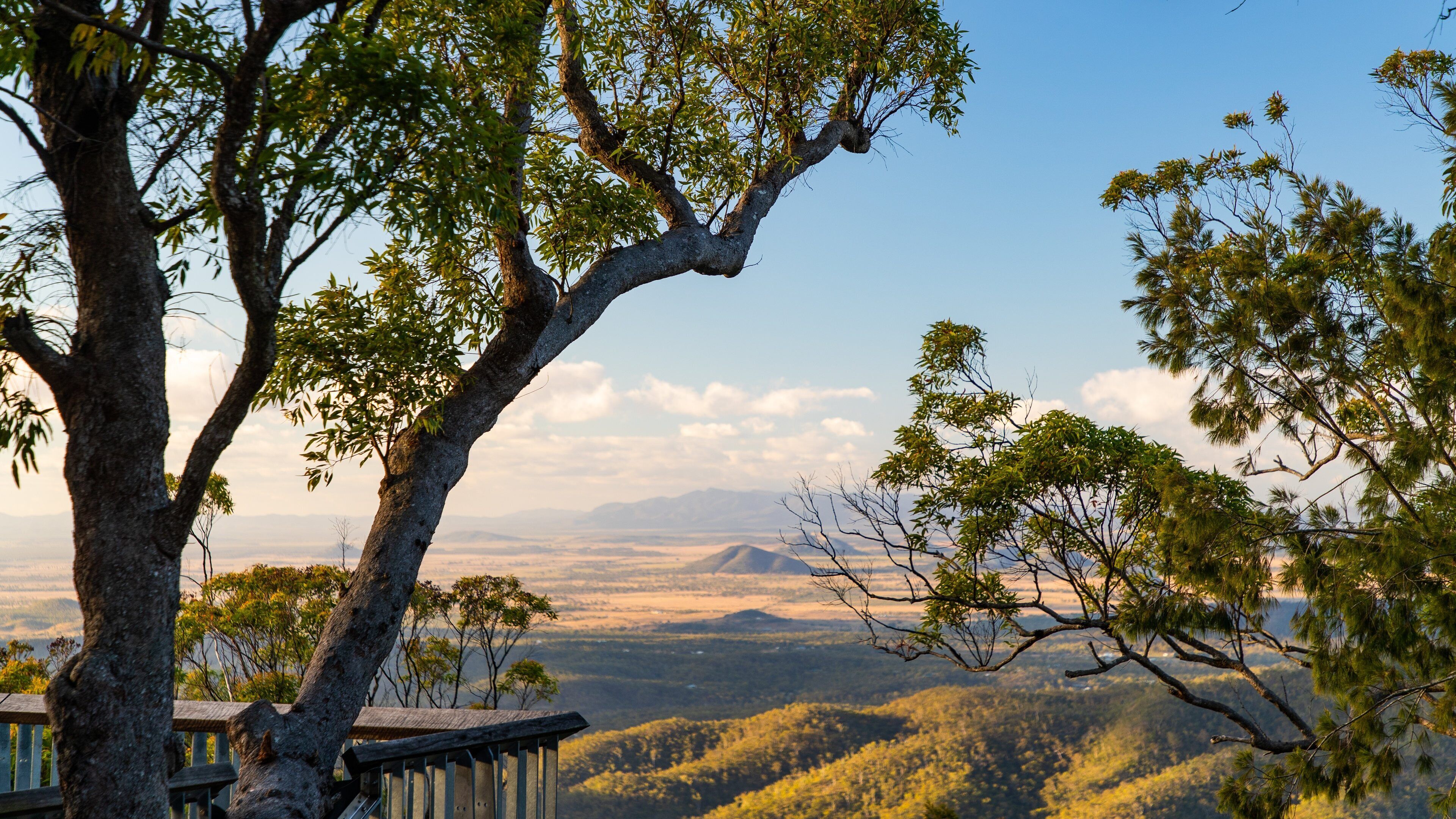 Mt Archer which includes landscape views, tranquil scenes and a sunset