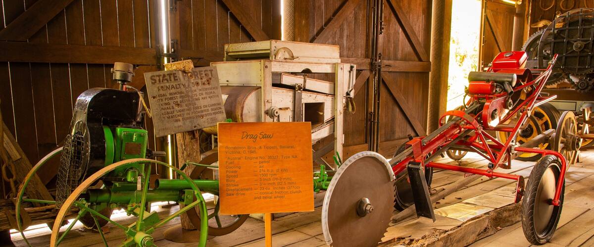 Woodworks Forestry & Timber Museum showing signage and heritage elements