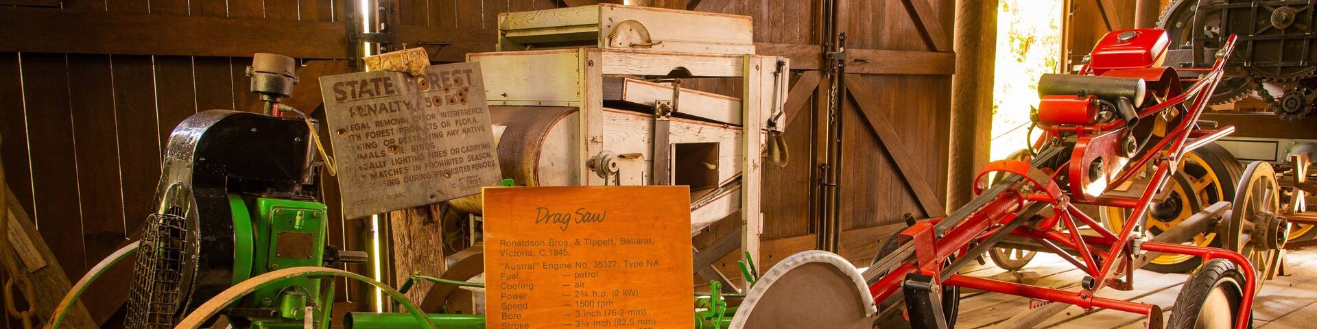 Woodworks Forestry & Timber Museum showing signage and heritage elements
