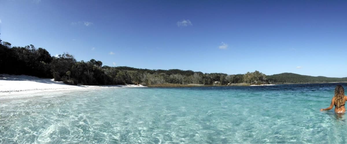 On Fraser Island this is a freshwater lake that takes a 4wd to get to... Crystal clear water !