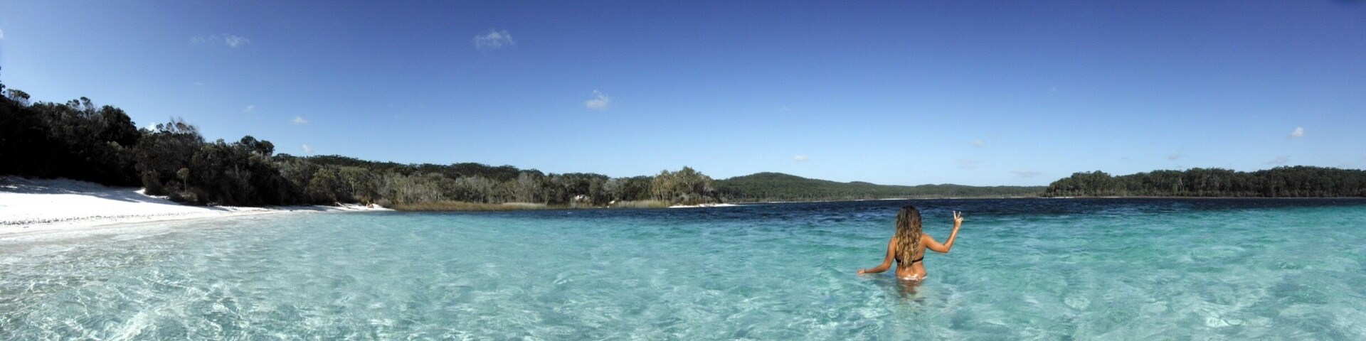 On Fraser Island this is a freshwater lake that takes a 4wd to get to... Crystal clear water !