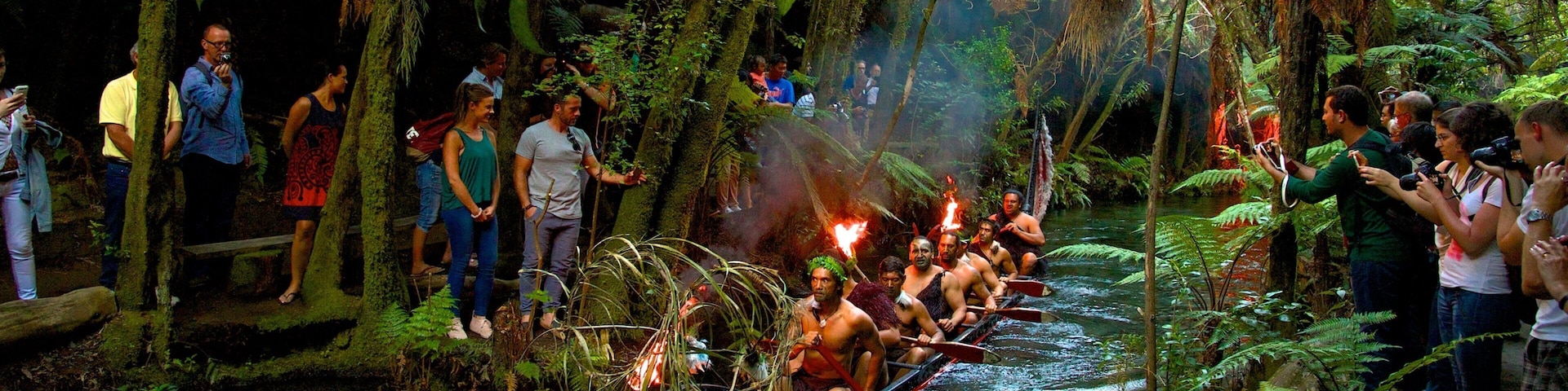 Rotorua showing indigenous culture, a river or creek and rainforest