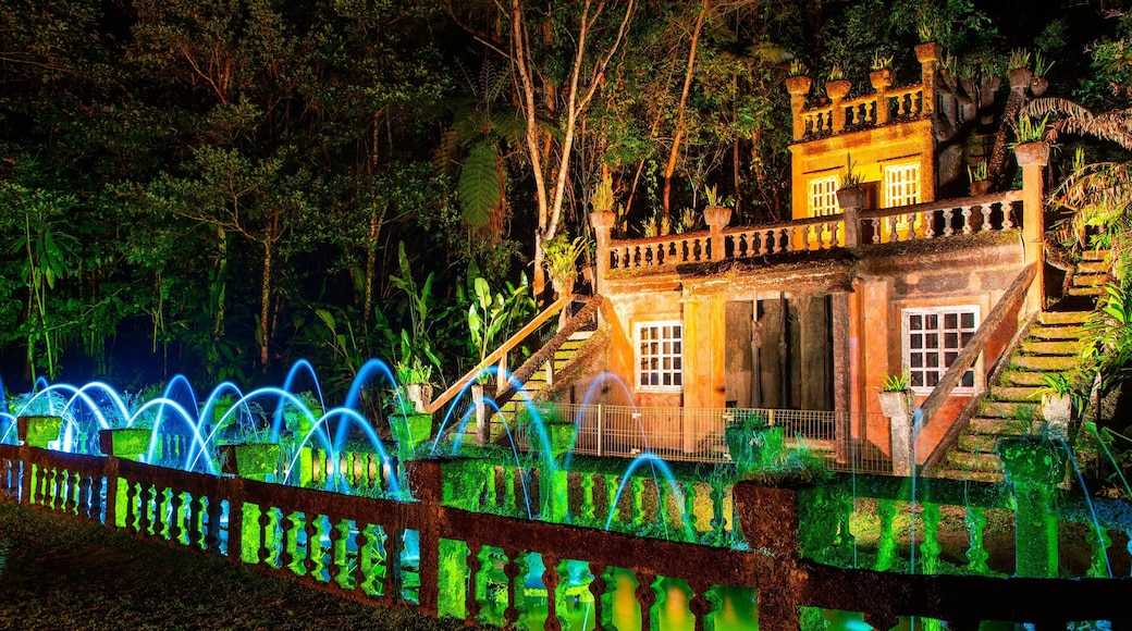 Paronella Park which includes night scenes, heritage elements and building ruins