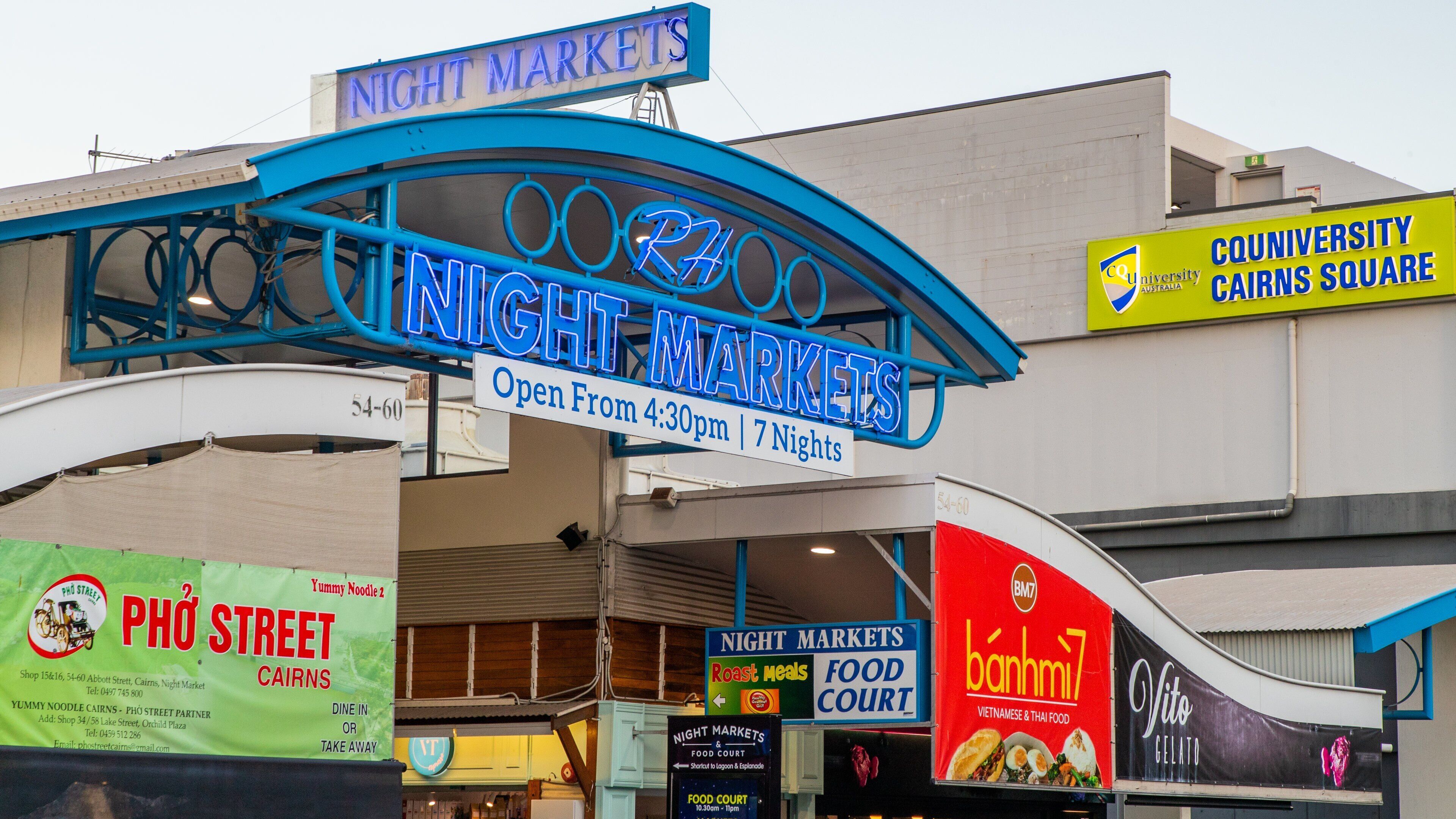 Cairns Night Markets featuring signage