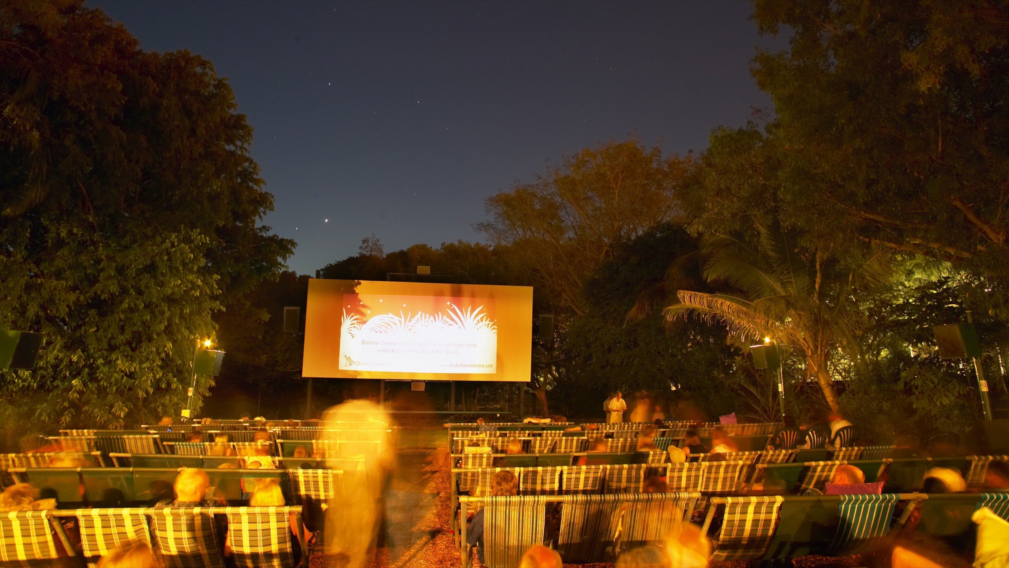 Darwin Deckchair Cinema featuring theatre scenes and night scenes