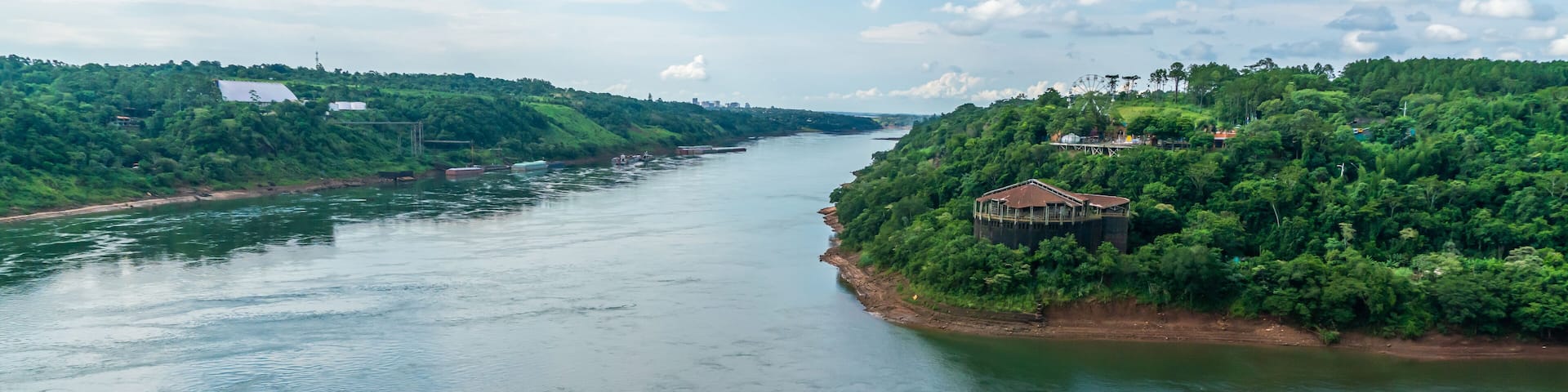 The three country point of Argentina, Brazil and Paraguay seen from the Argentinian side, Iguazu, Brazil, February 3th 2019